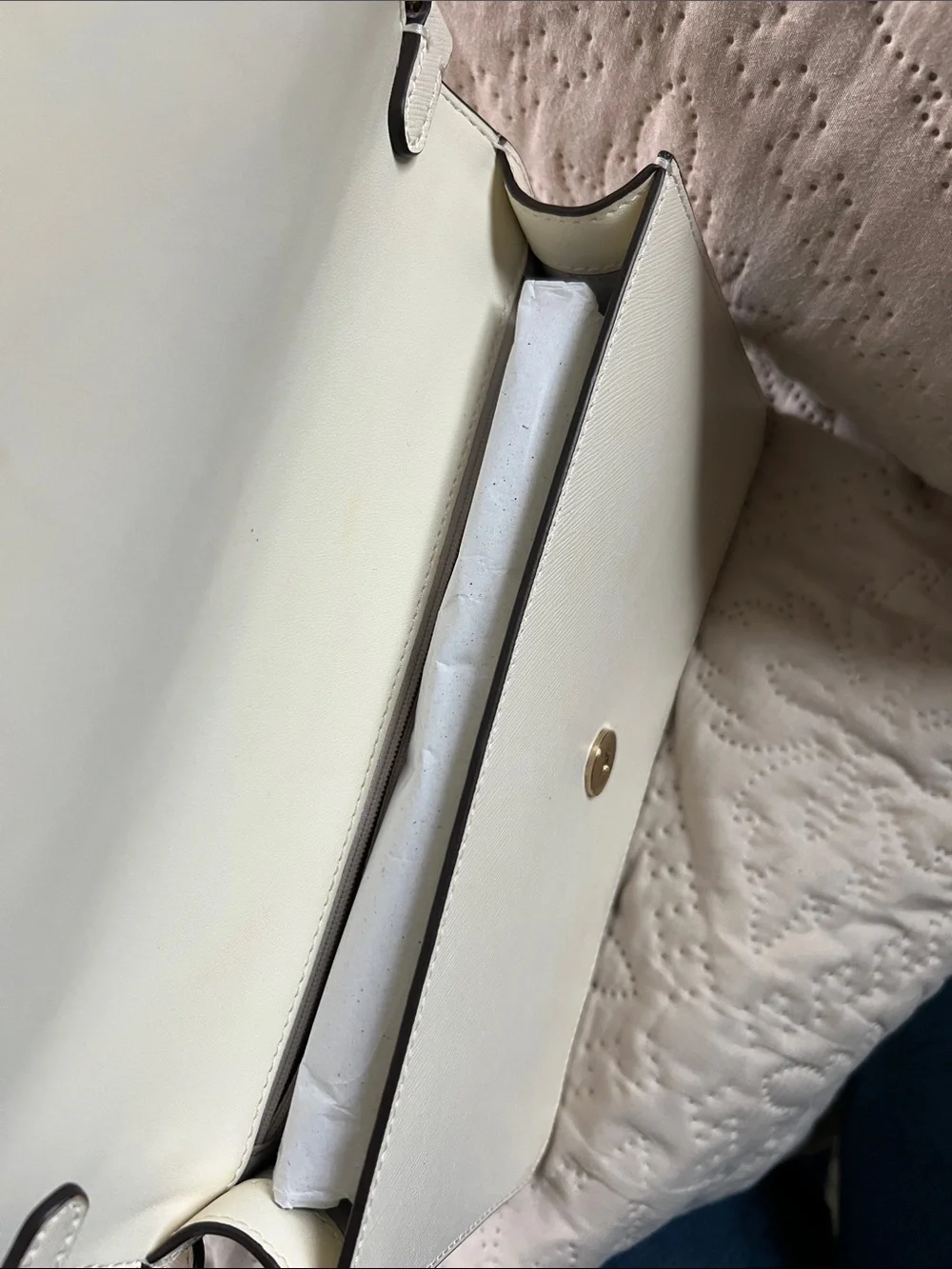 kate spade White Laser-Cut Floral & Butterfly Crossbody with Gold Chain